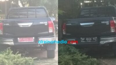 Oknum Pegawai Dinas Bina Marga dan SDA Batam Sulap Plat Mobil Dinas Jadi Warna Hitam
