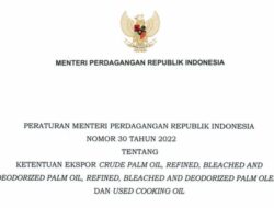 Gov’t Issues Regulation on CPO Export Provisions