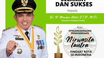 Berhasil Mendukung Pembangunan Berwawasan Lingkungan, Kota Pangkalpinang Raih Penghargaan Nirwasita Tantra 2022