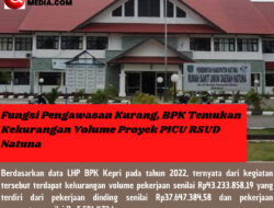 Fungsi Pengawasan Kurang, BPK Temukan Kekurangan Volume Proyek PICU RSUD Natuna