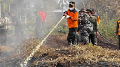 Tinjau Lokasi Karhutla di Rangsang, Plt Bupati Asmar Disambut Hujan Deras