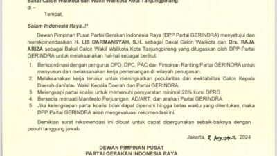 Partai Gerindra Berikan Dukungan Untuk Lis dan Raja Ariza Maju Pilwako