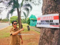 Warning, Plang Larangan Berjualan di Area Depan Gedung LAM Bintan