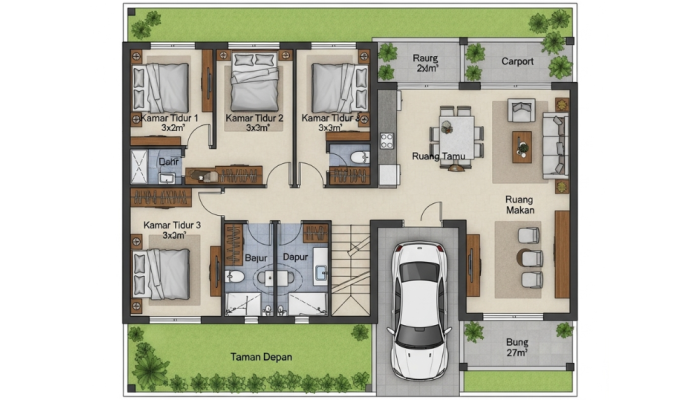 15 Desain Rumah 3 Kamar Ukuran 7×12, Inspirasi Terbaik