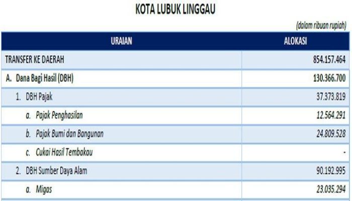 Lubuk Linggau Dapat Rp 756 M dari Dana Transfer Daerah 2025, DAU Terbesar