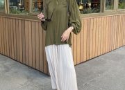10 style baju hijab warna hijau army yang simpel dan elegan