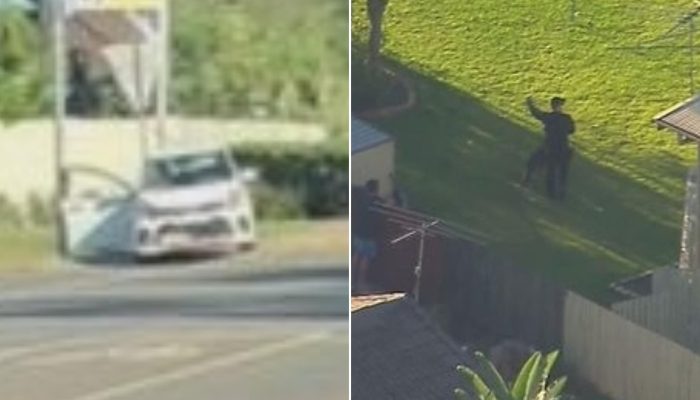Shirtless Manhunt: Police Car Rammed