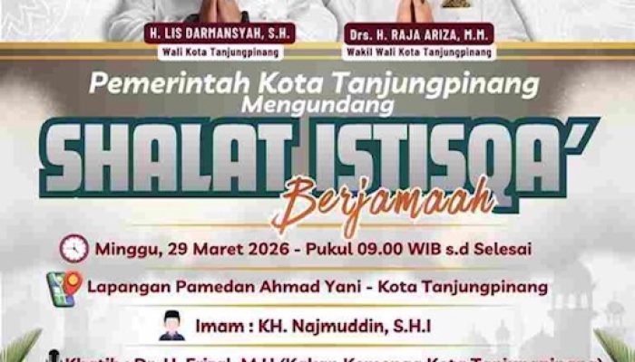 Antisipasi Kemarau Panjang, Pemko Tanjungpinang Ajak Warga Salat Minta Hujan